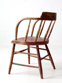 antique red painted Windsor captain's chair
