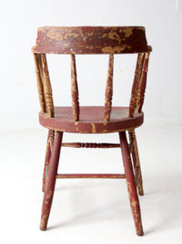 antique red painted Windsor captain's chair
