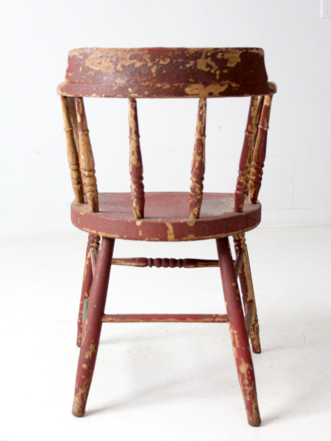 antique red painted Windsor captain's chair