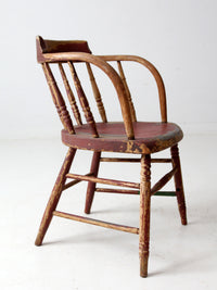 antique red painted Windsor captain's chair