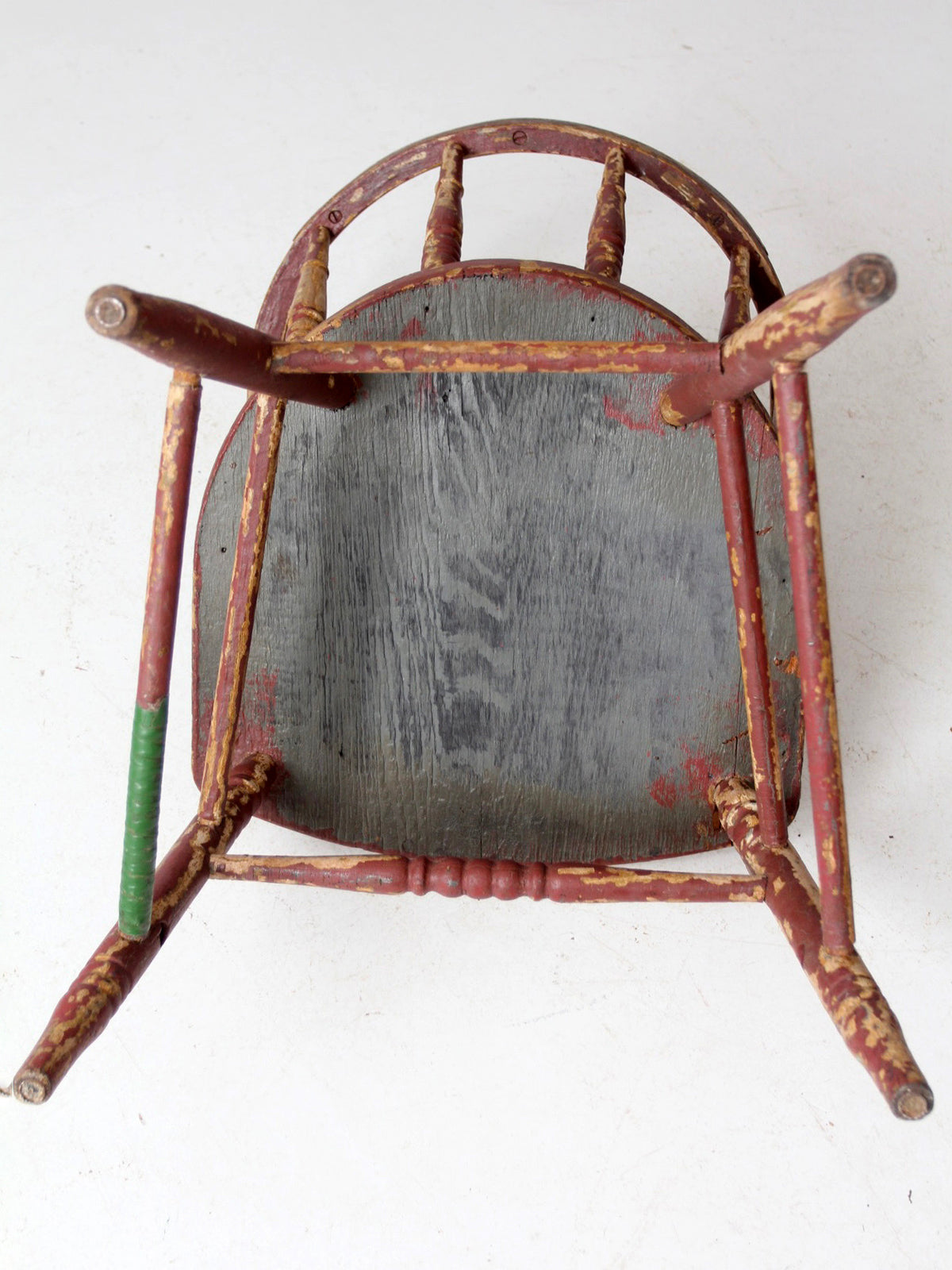 antique red painted Windsor captain's chair