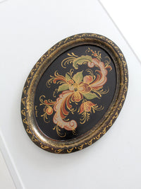 vintage hand painted rosemaling wood tray