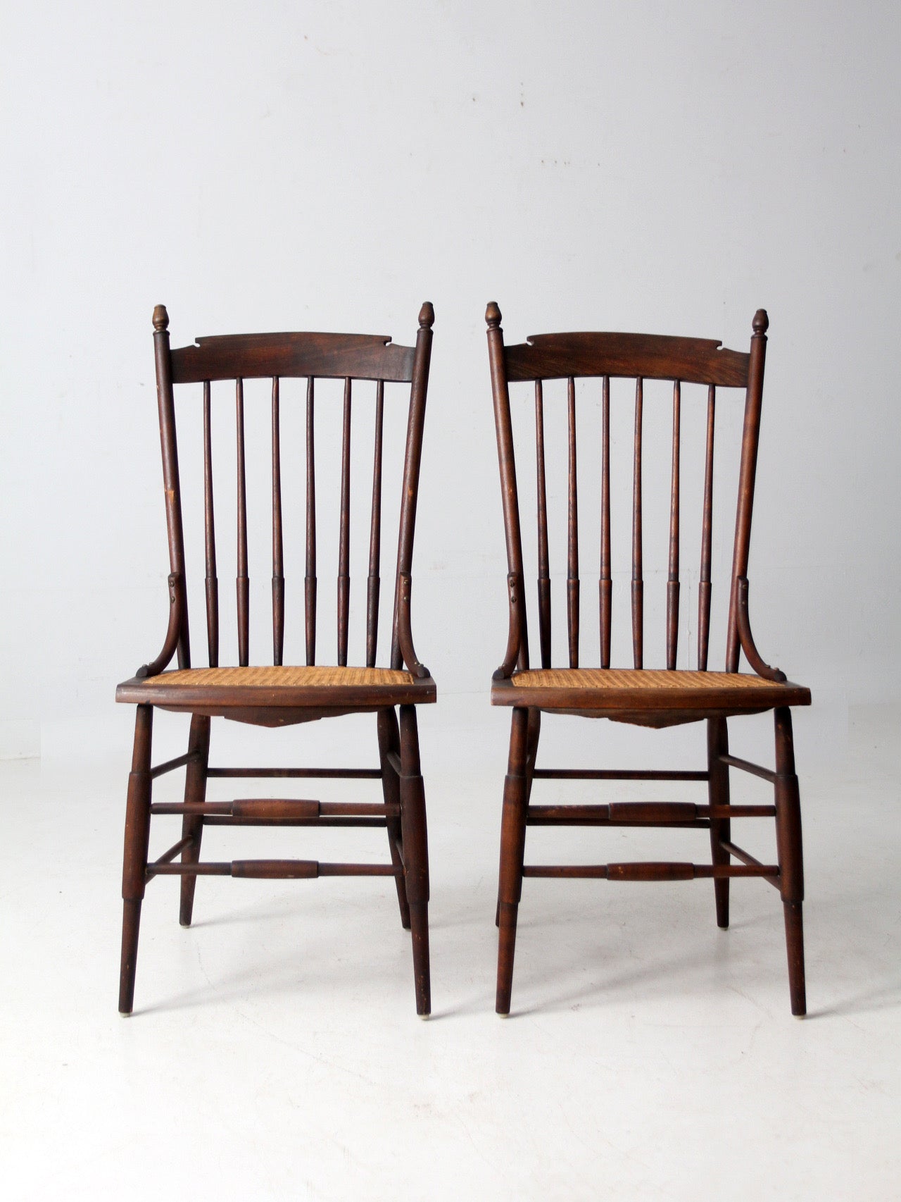late 19th century cane seat spindle chairs pair