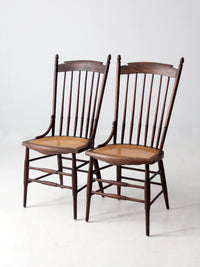 late 19th century cane seat spindle chairs pair
