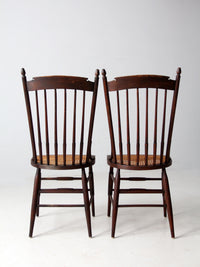 late 19th century cane seat spindle chairs pair