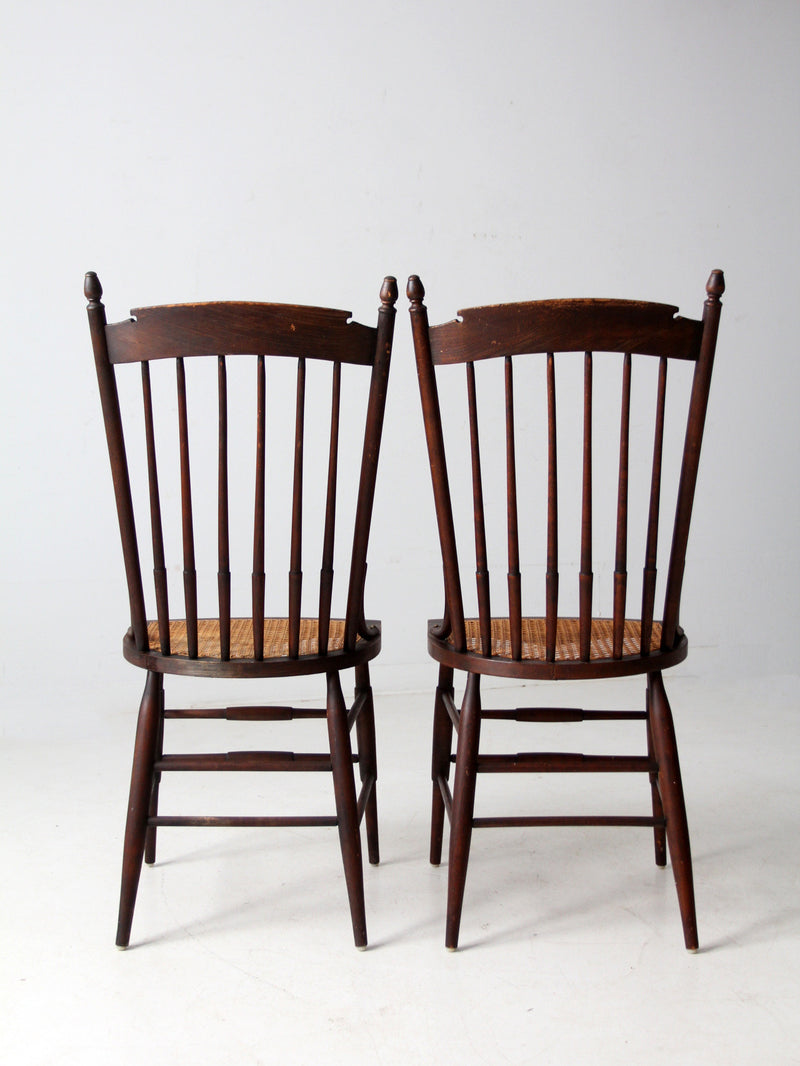 late 19th century cane seat spindle chairs pair