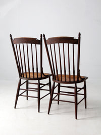 late 19th century cane seat spindle chairs pair