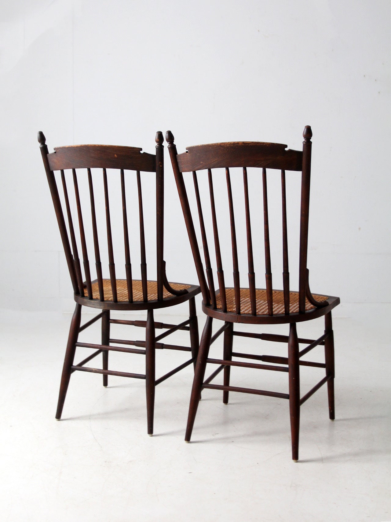 late 19th century cane seat spindle chairs pair