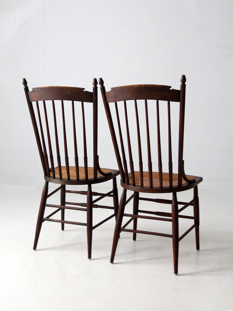 late 19th century cane seat spindle chairs pair