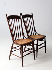 late 19th century cane seat spindle chairs pair