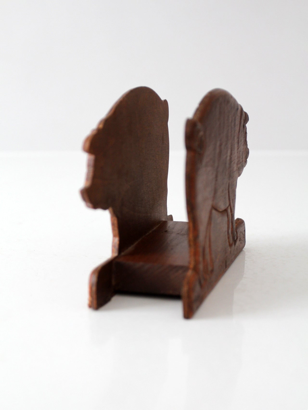 vintage folk art carved wooden pig napkin holder