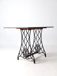 vintage Singer iron base table with wood top