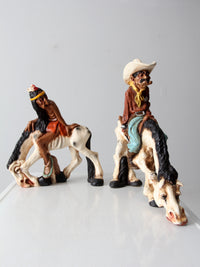 1970s Universal Statuary American West statues pair