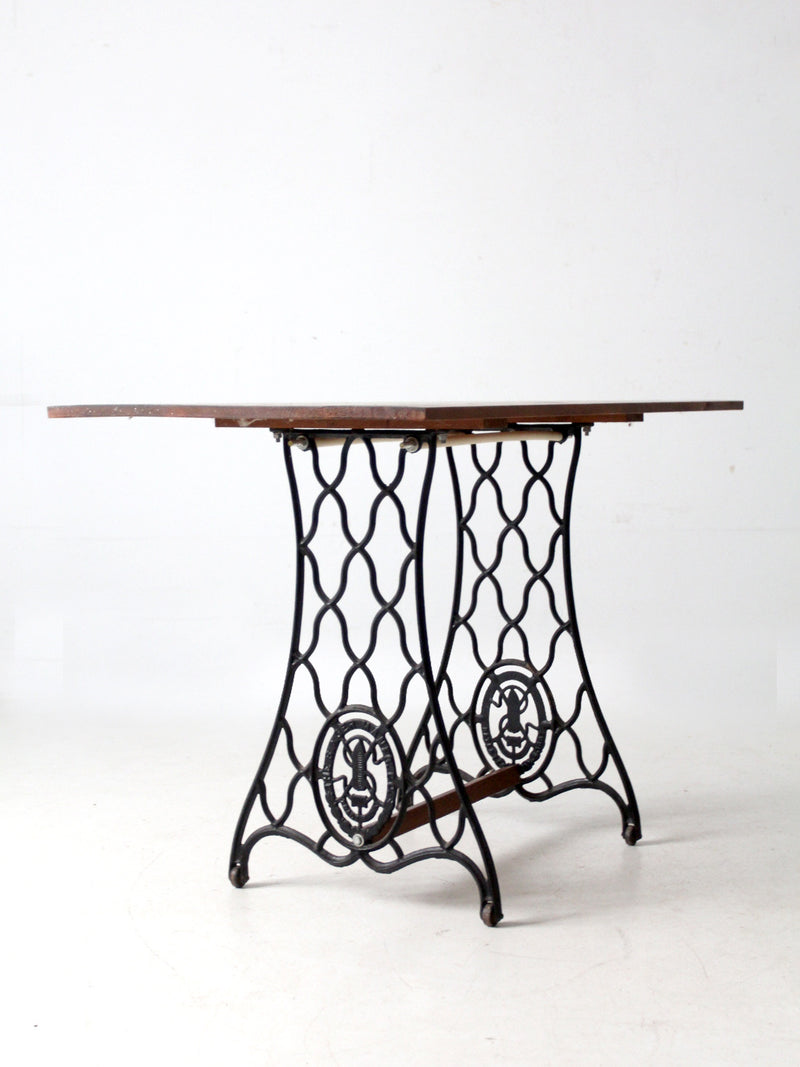 vintage Singer iron base table with wood top – 86 Vintage