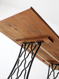 vintage Singer iron base table with wood top