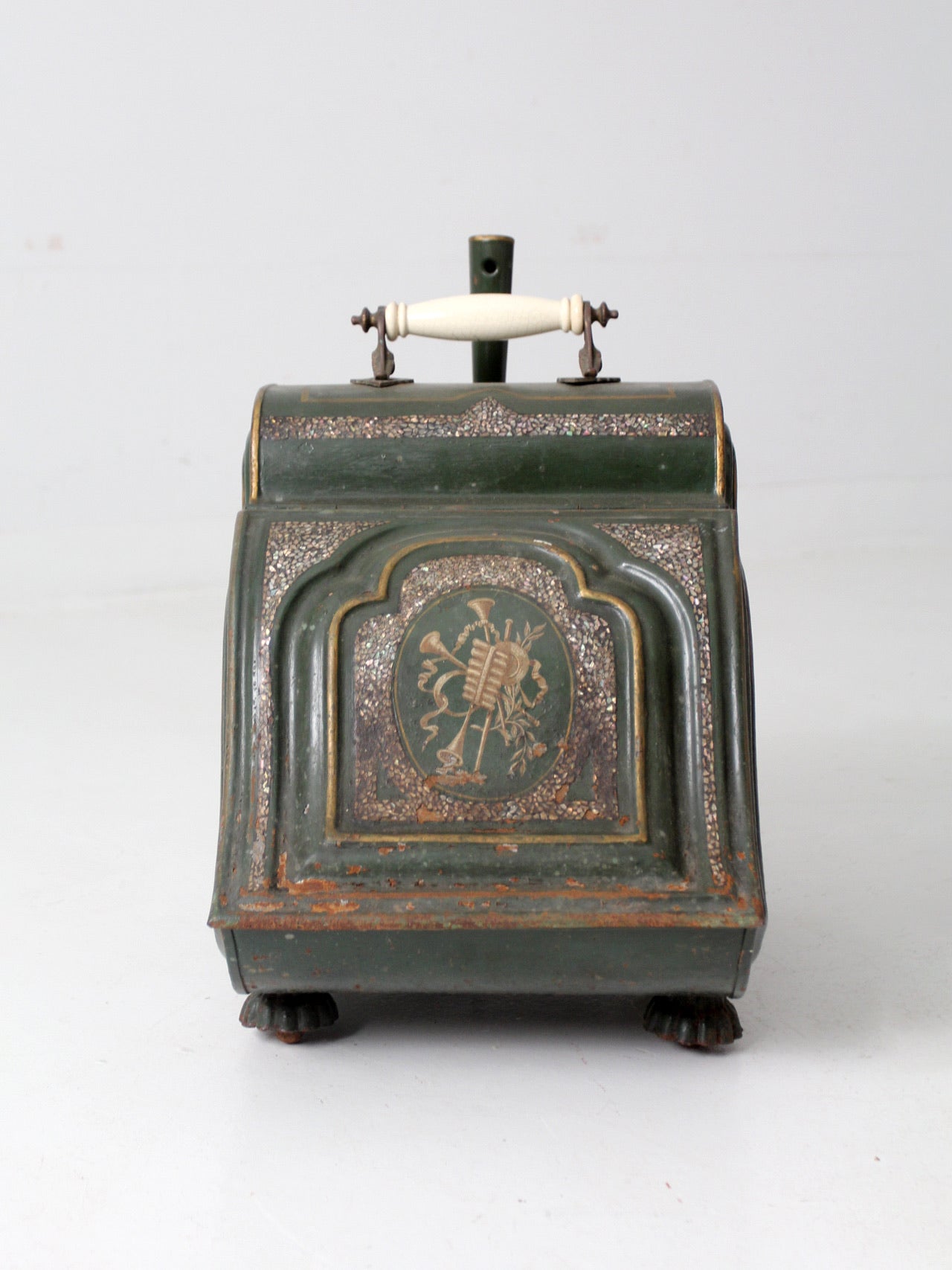 antique coal box with mother of pearl inlay – 86 Vintage