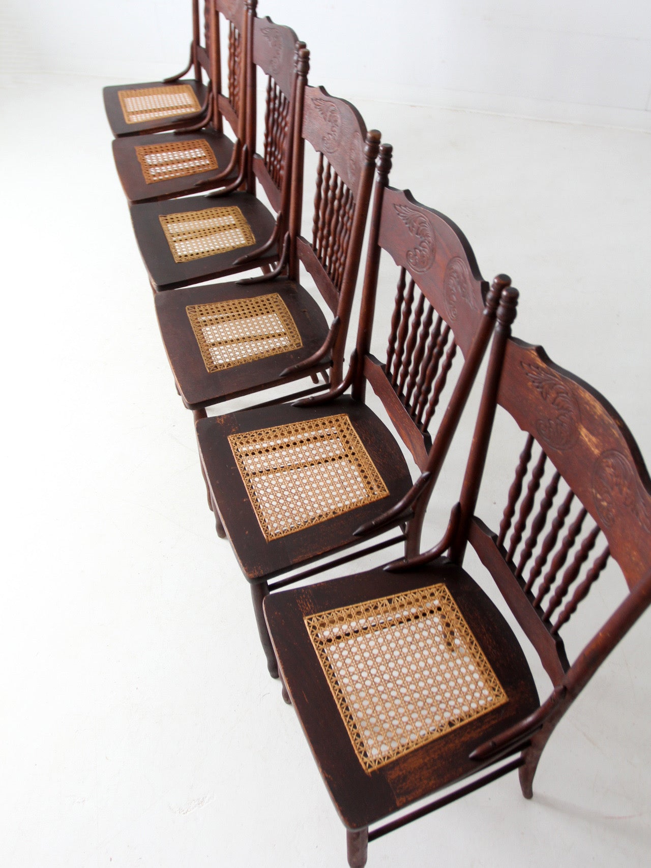 antique Victorian press back dining chairs