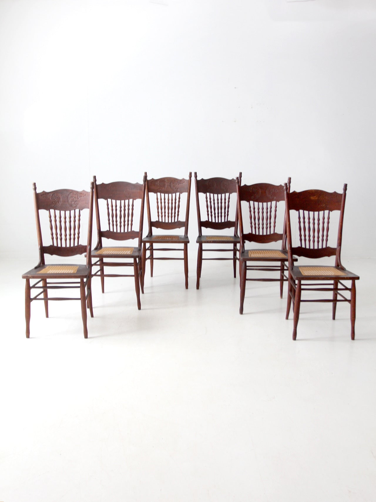 antique Victorian press back dining chairs