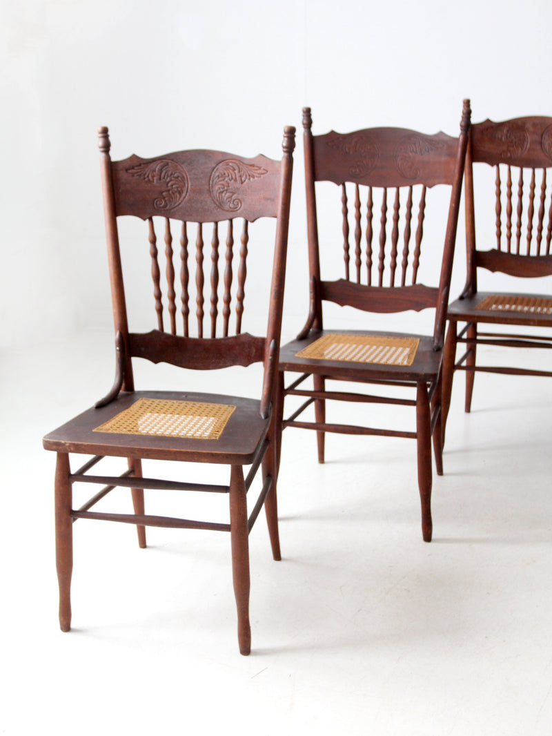 antique Victorian press back dining chairs