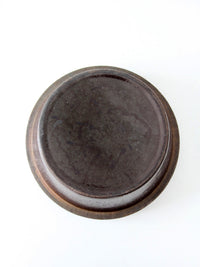 antique American stoneware mixing bowl with brown glaze