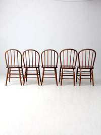 set of 5 antique bow back Windsor dining chairs