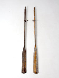vintage wooden oars pair