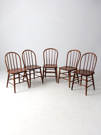 set of 5 antique bow back Windsor dining chairs