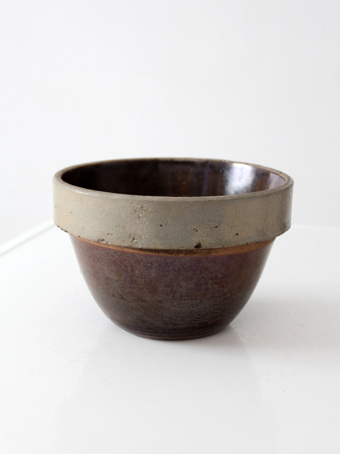 antique American stoneware mixing bowl