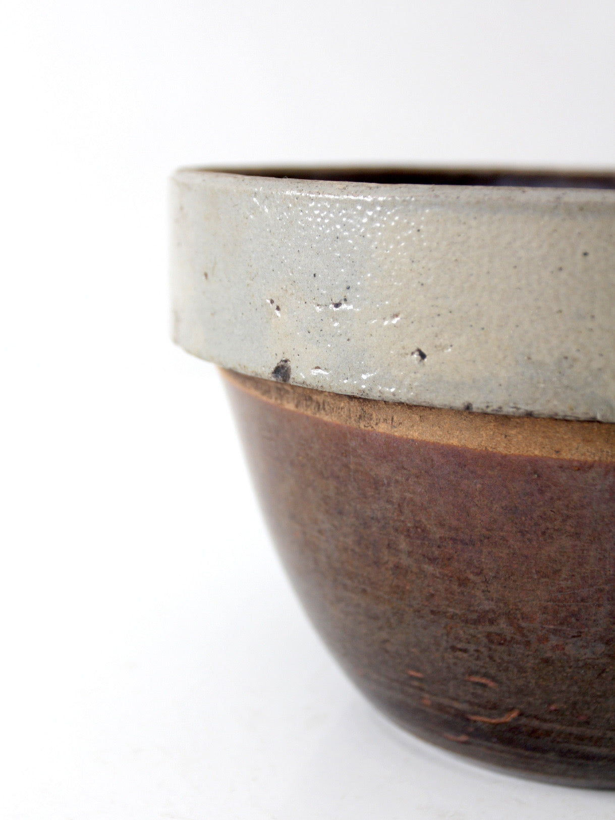 antique American stoneware mixing bowl