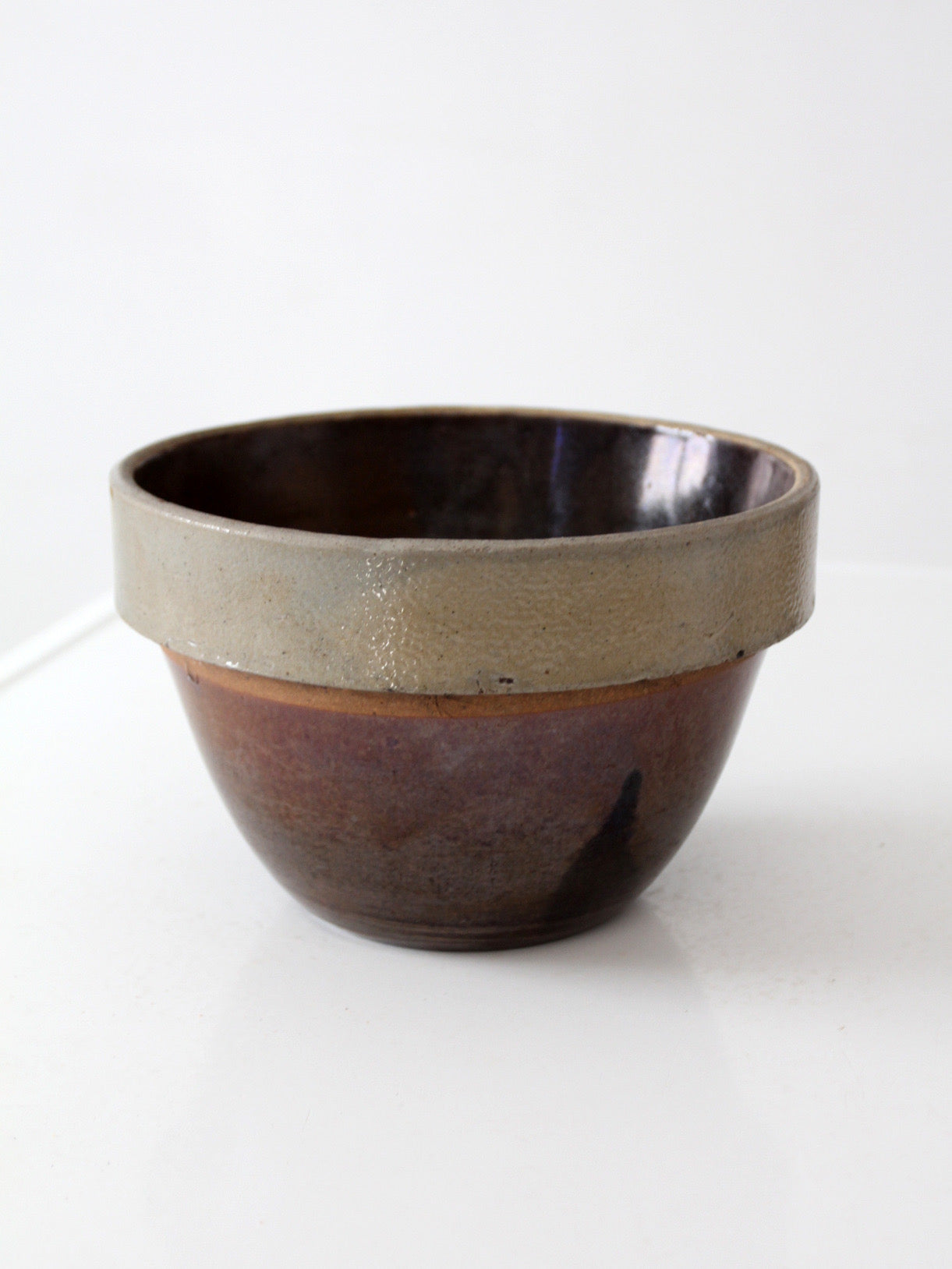 antique American stoneware mixing bowl