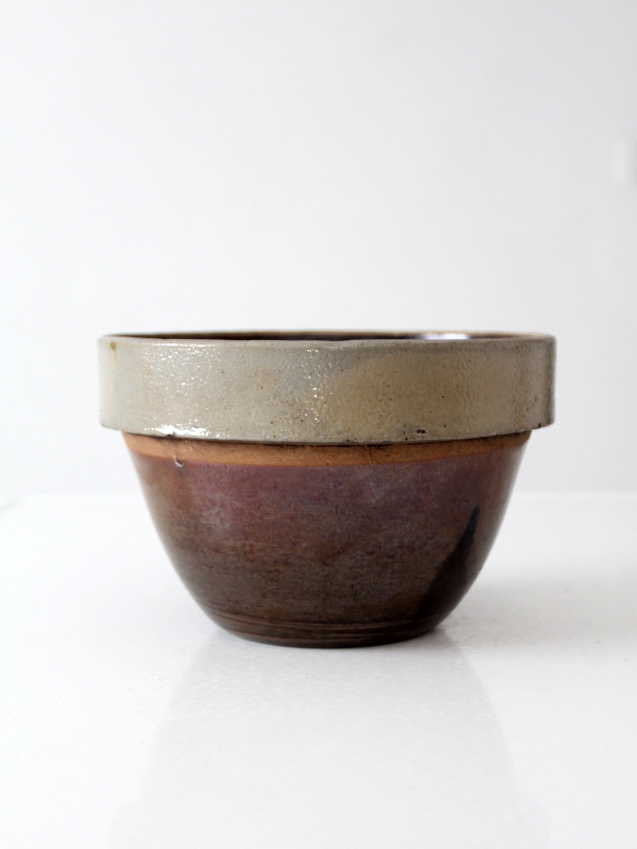 antique American stoneware mixing bowl