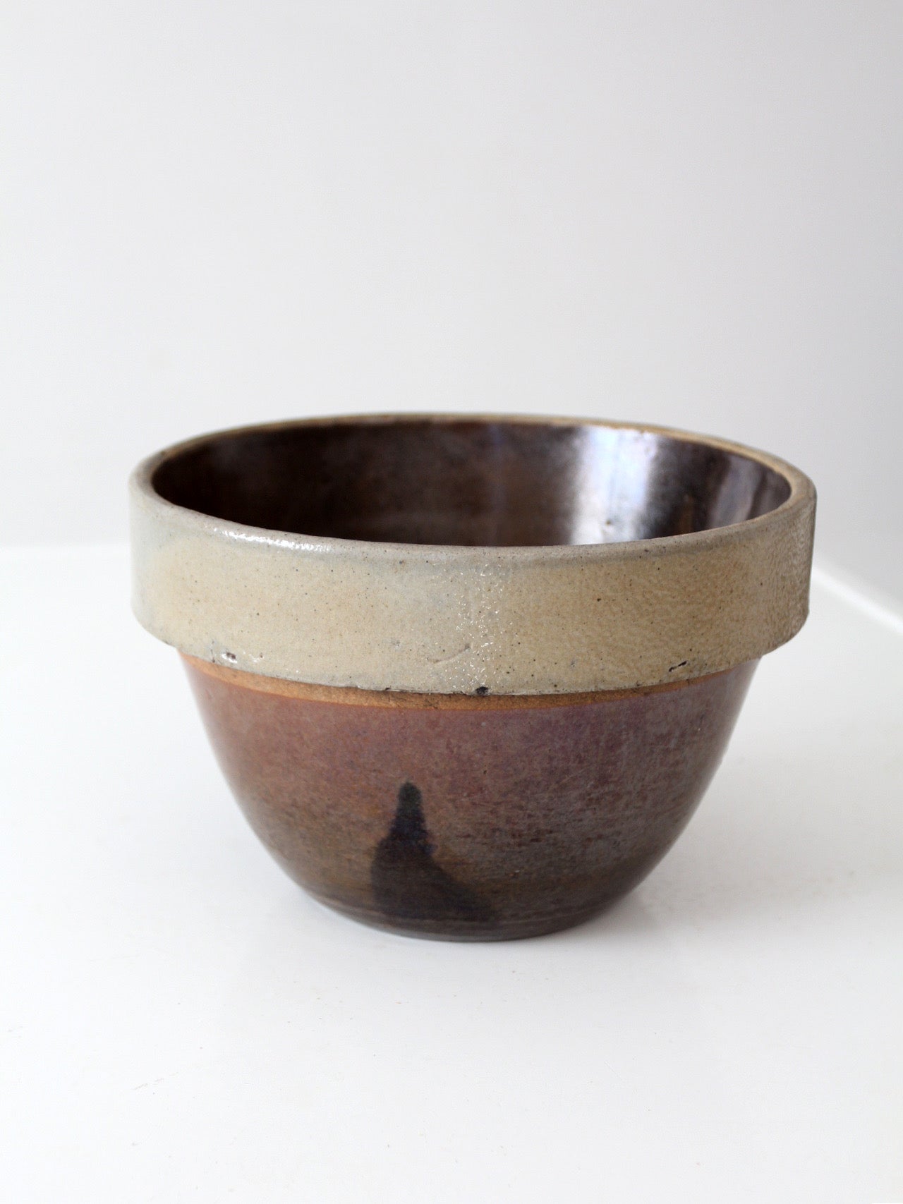 antique American stoneware mixing bowl