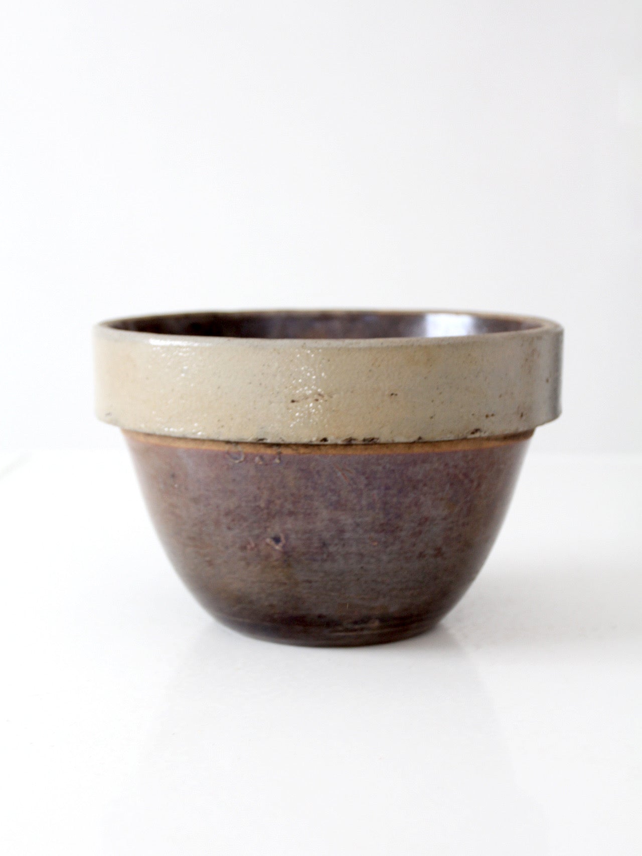 antique American stoneware mixing bowl