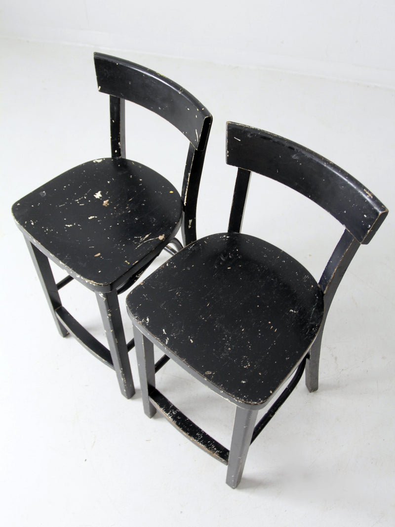 vintage black bar stools pair