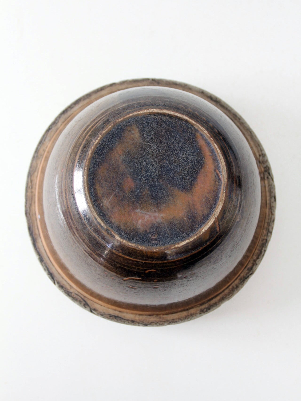 antique American stoneware mixing bowl