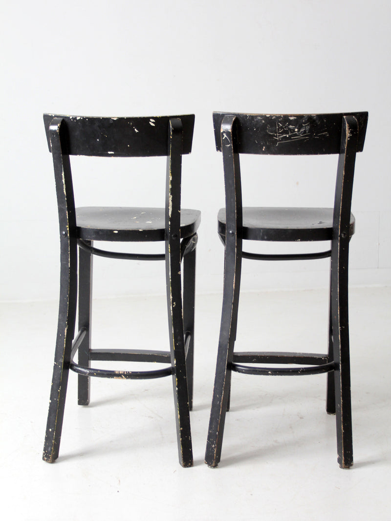 vintage black bar stools pair