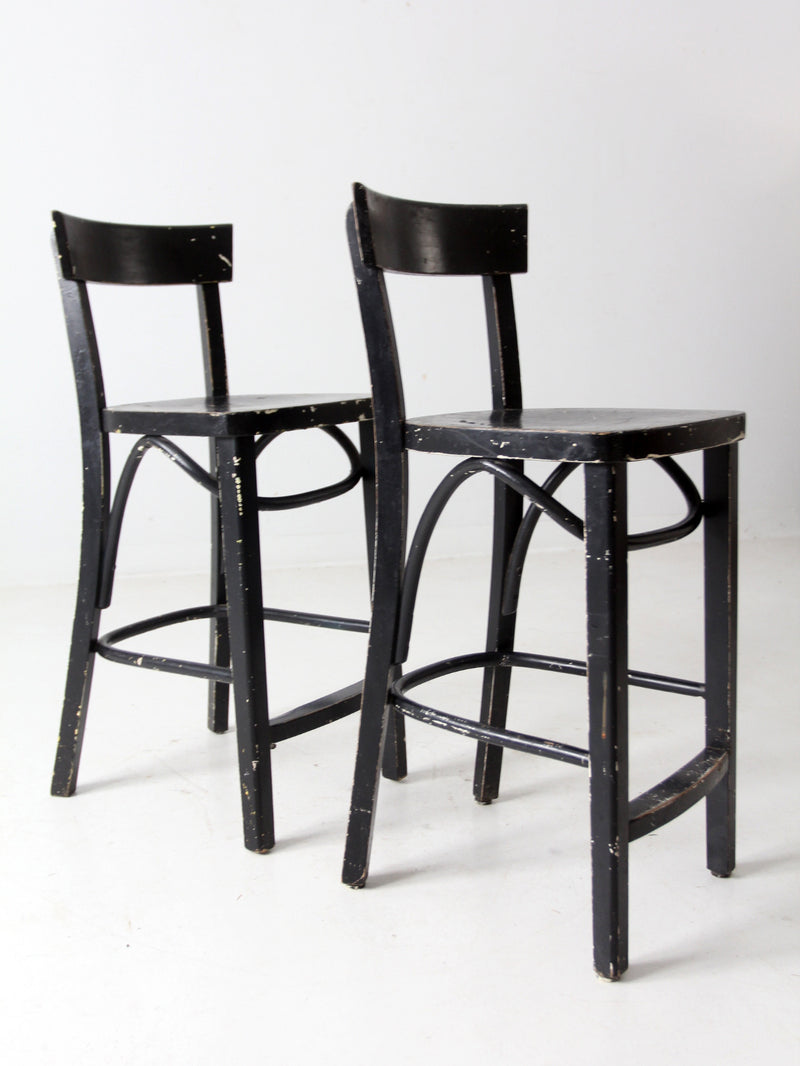 vintage black bar stools pair