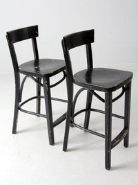 vintage black bar stools pair