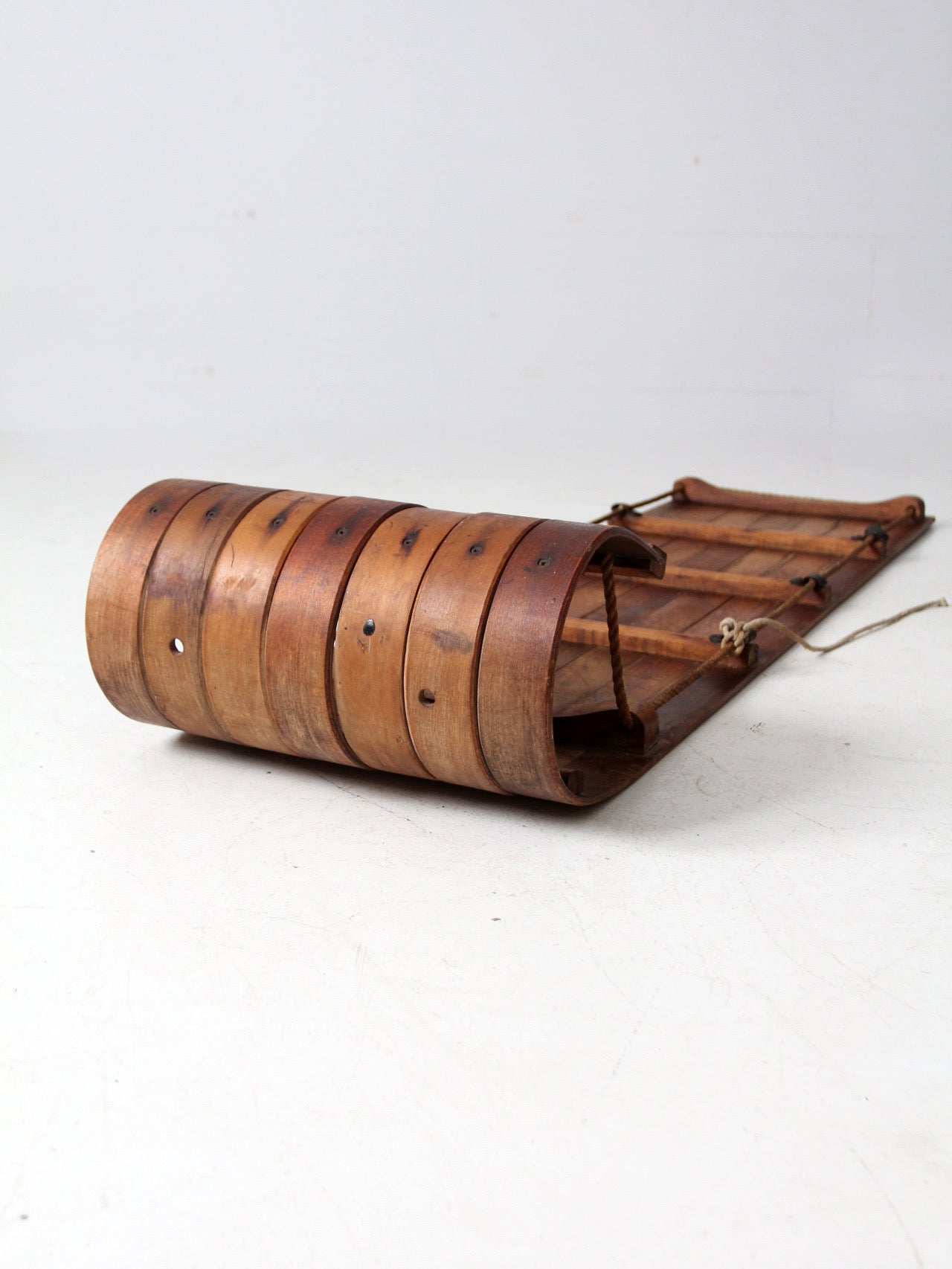 mid-century wooden toboggan