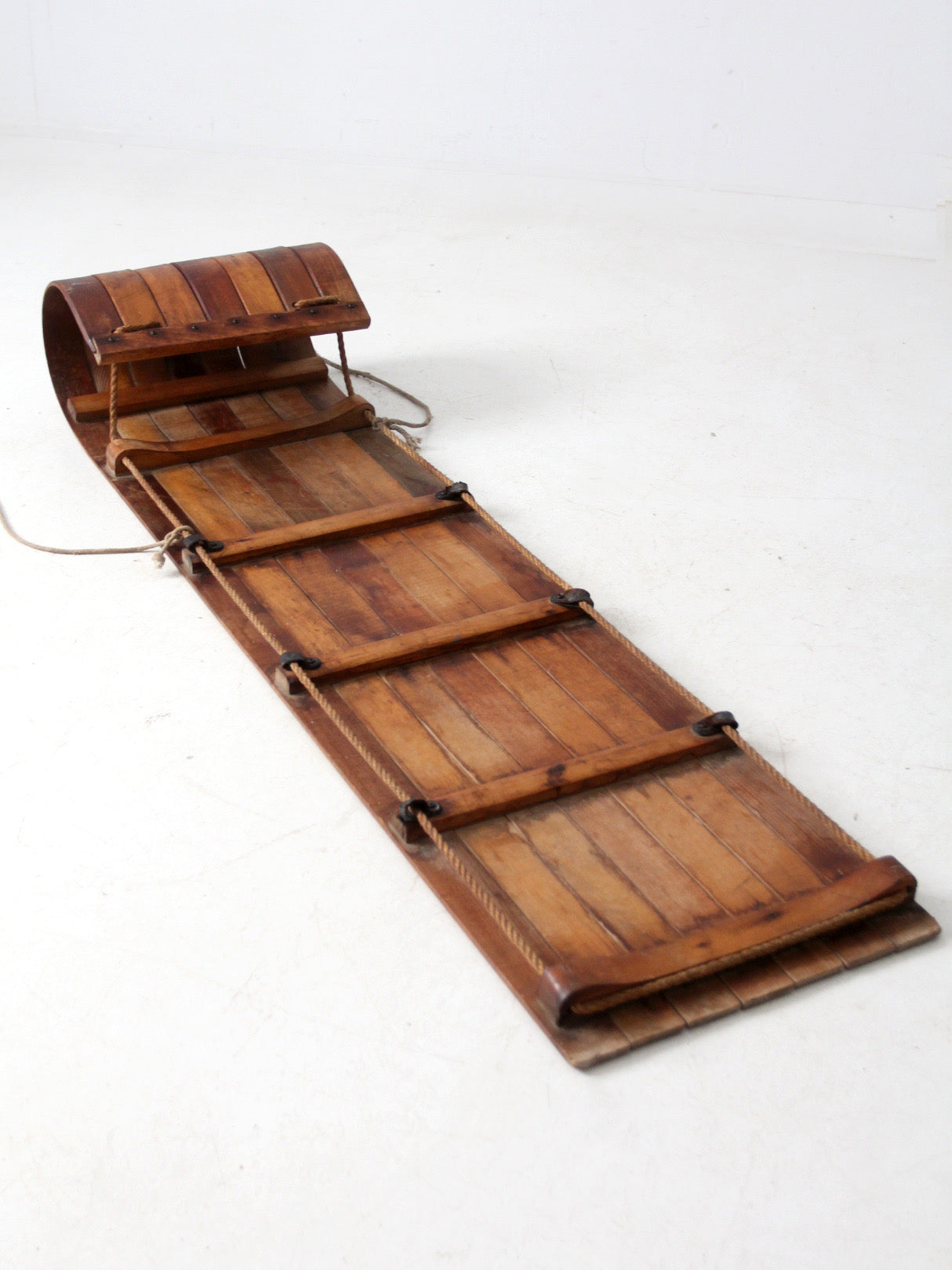 mid-century wooden toboggan