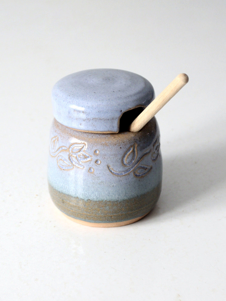 vintage studio pottery honey pot