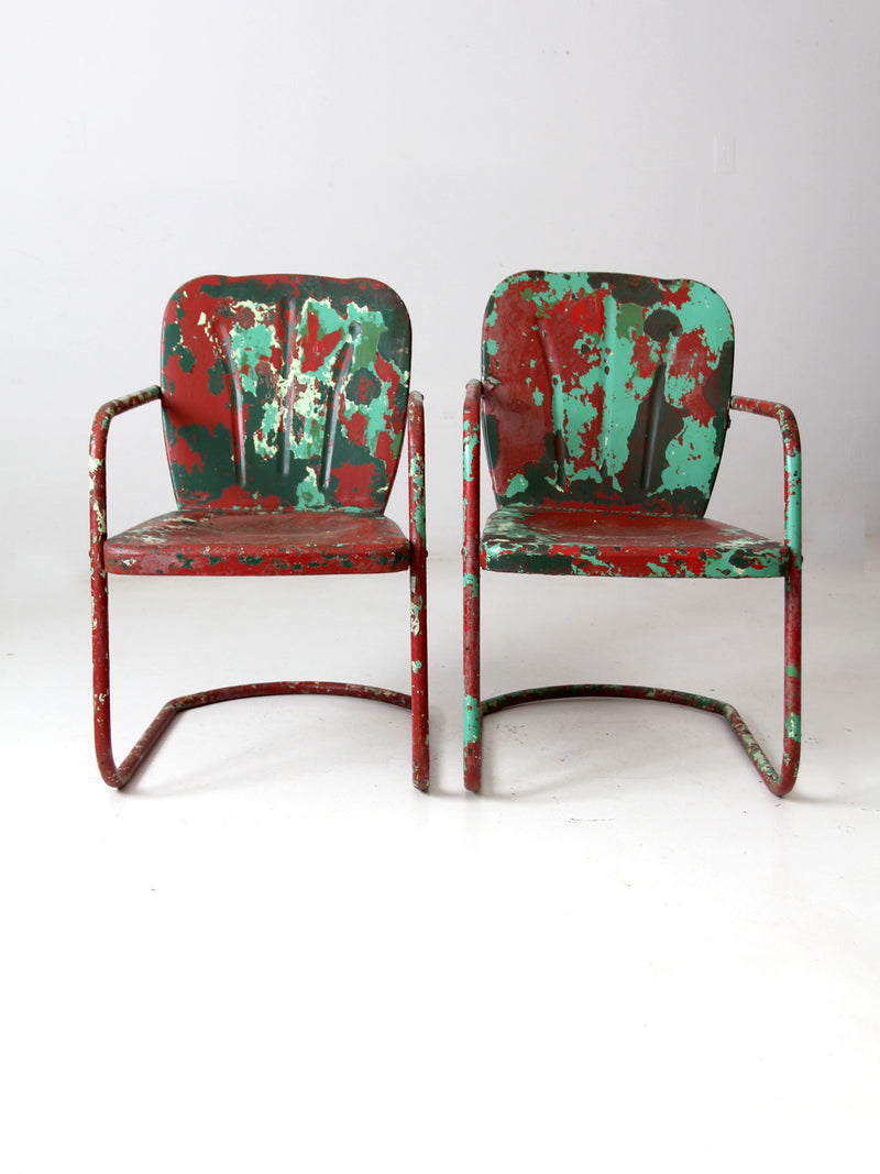 mid century patio chairs pair