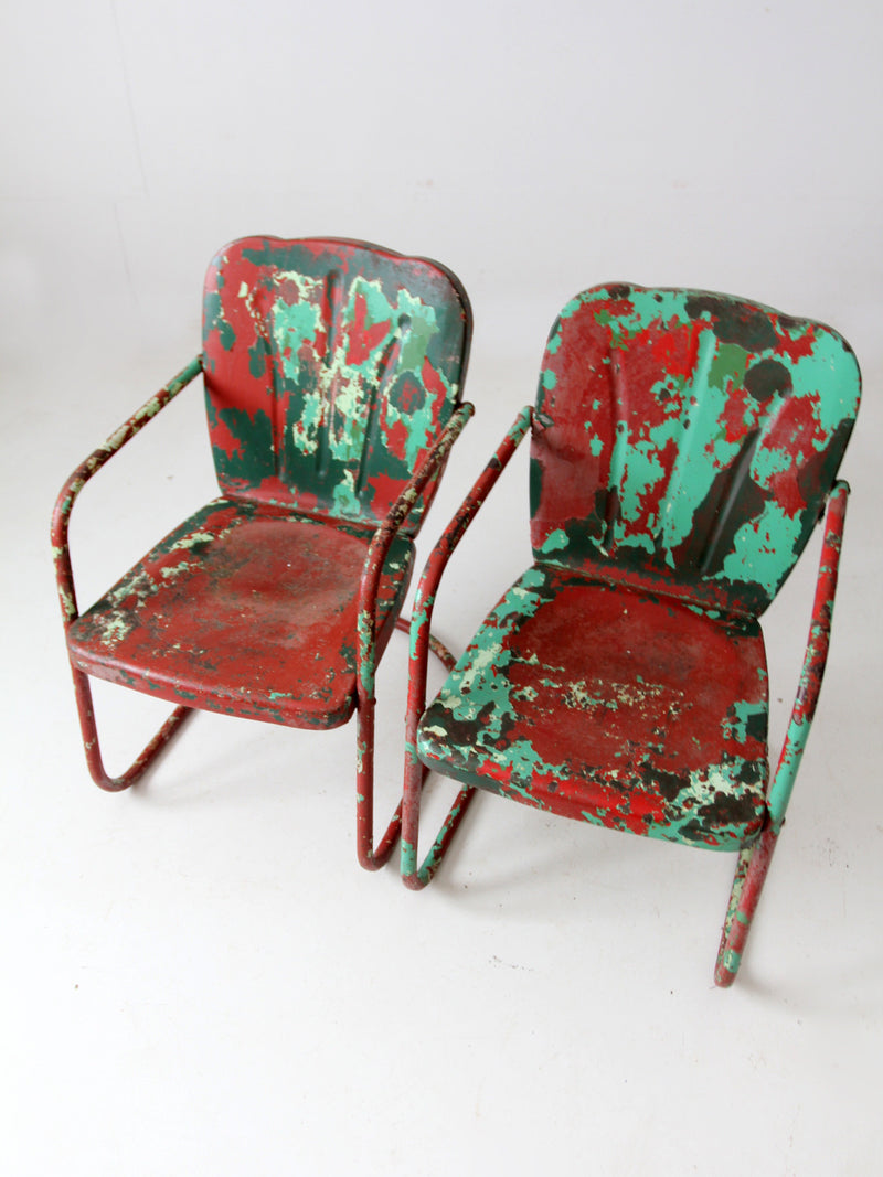 mid century patio chairs pair