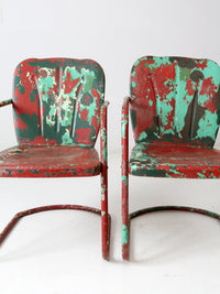 mid century patio chairs pair