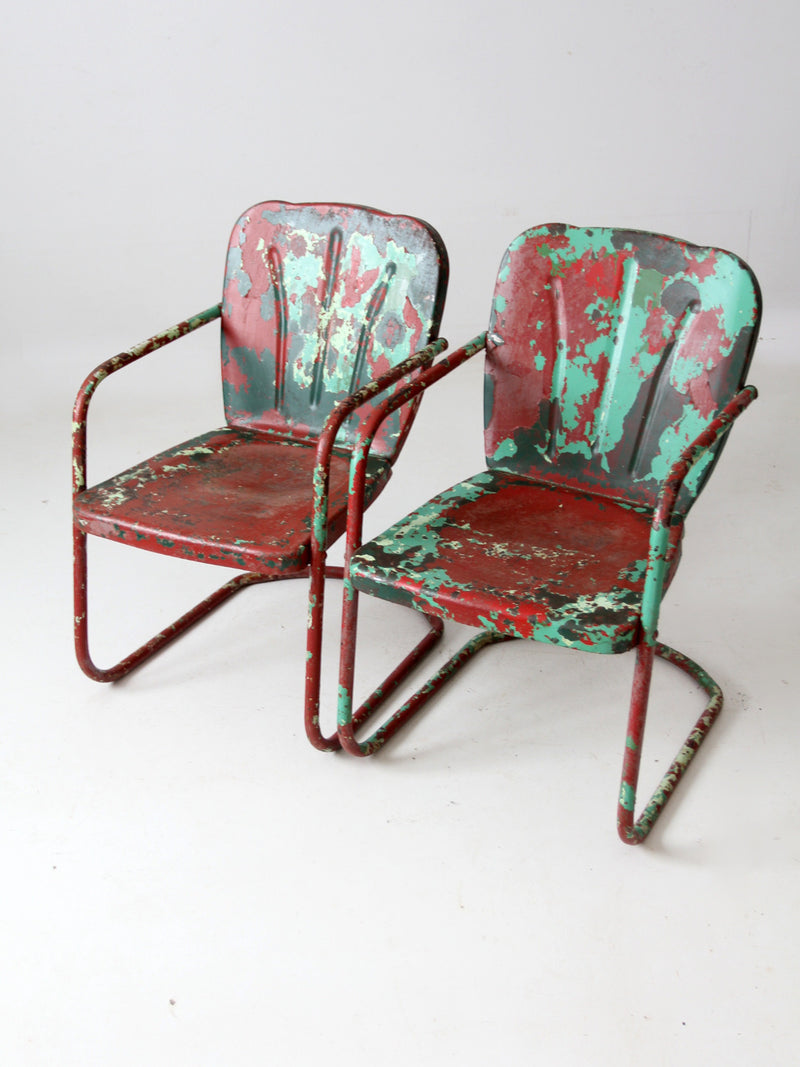 mid century patio chairs pair