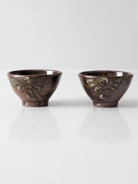 pair of vintage handmade studio pottery bowls
