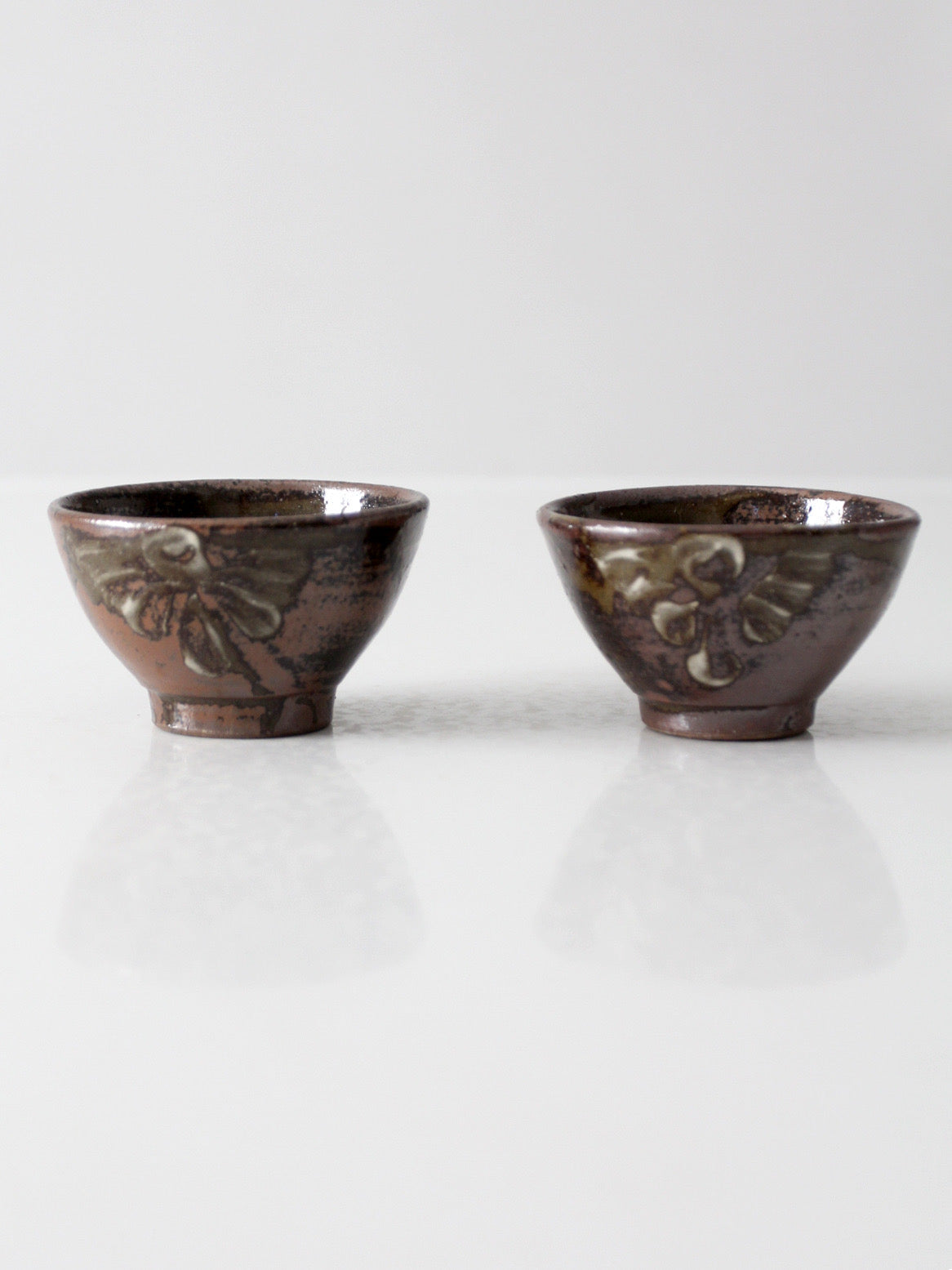 pair of vintage handmade studio pottery bowls