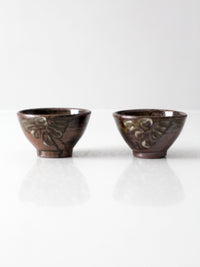 pair of vintage handmade studio pottery bowls