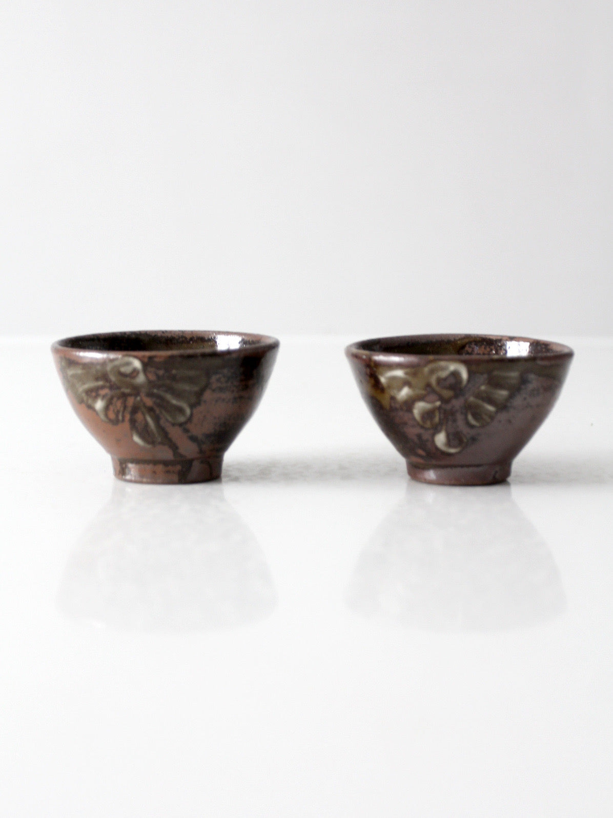 pair of vintage handmade studio pottery bowls