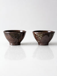 pair of vintage handmade studio pottery bowls